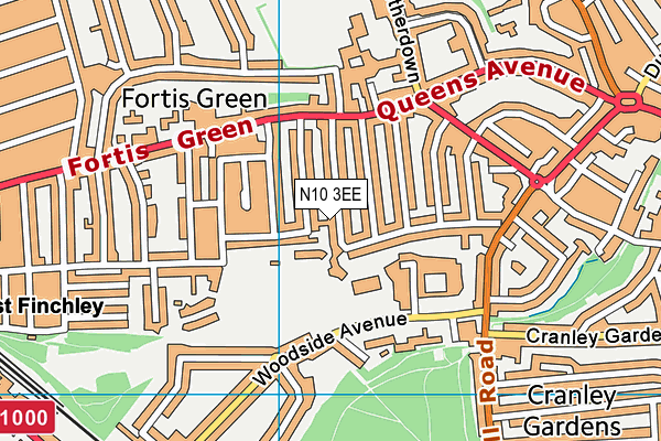 N10 3EE map - OS VectorMap District (Ordnance Survey)