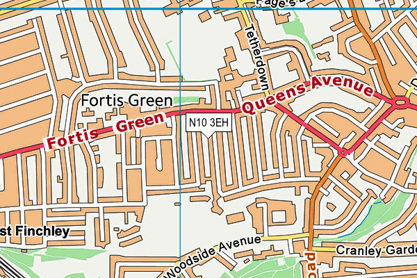 N10 3EH map - OS VectorMap District (Ordnance Survey)