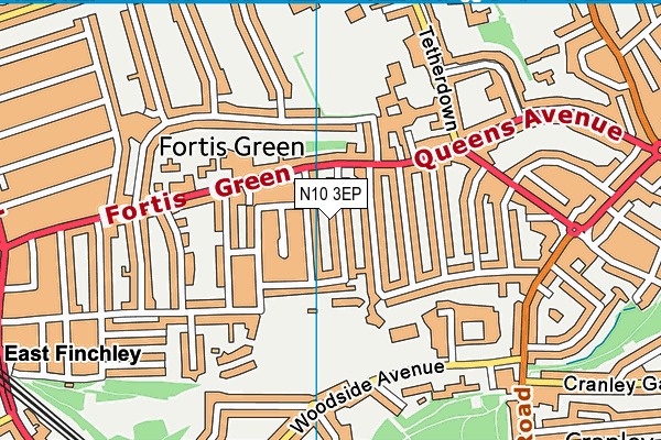 N10 3EP map - OS VectorMap District (Ordnance Survey)