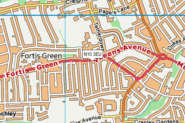 N10 3EU map - OS VectorMap District (Ordnance Survey)