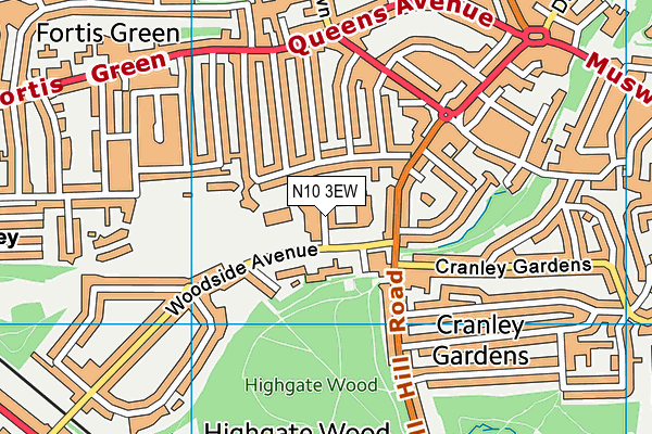 N10 3EW map - OS VectorMap District (Ordnance Survey)