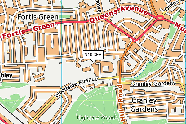 N10 3FA map - OS VectorMap District (Ordnance Survey)