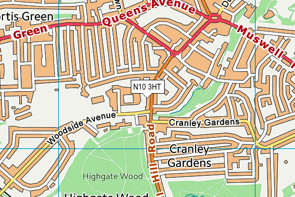 N10 3HT map - OS VectorMap District (Ordnance Survey)