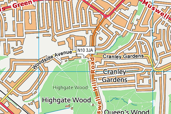 St James Church of England Primary School map (N10 3JA) - OS VectorMap District (Ordnance Survey)