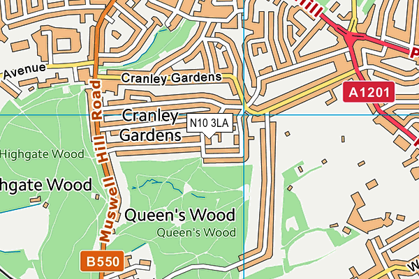 N10 3LA map - OS VectorMap District (Ordnance Survey)