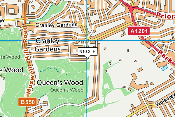 N10 3LE map - OS VectorMap District (Ordnance Survey)