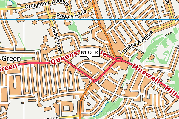 N10 3LR map - OS VectorMap District (Ordnance Survey)