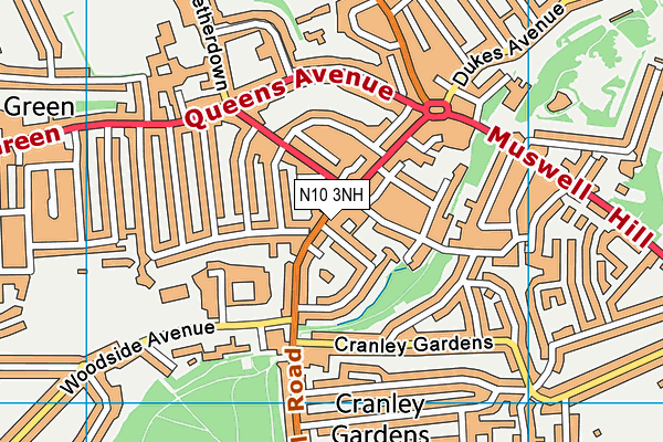 N10 3NH map - OS VectorMap District (Ordnance Survey)