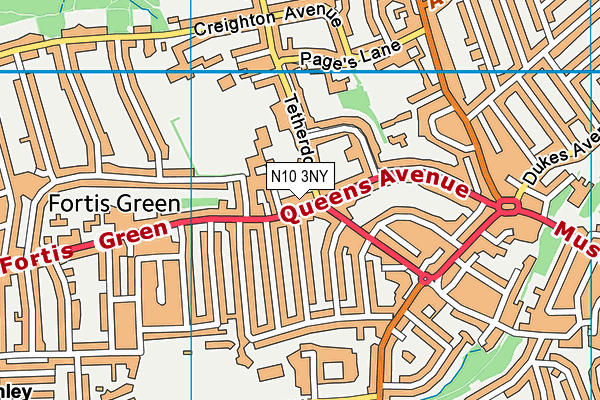 N10 3NY map - OS VectorMap District (Ordnance Survey)