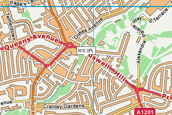 N10 3PL map - OS VectorMap District (Ordnance Survey)