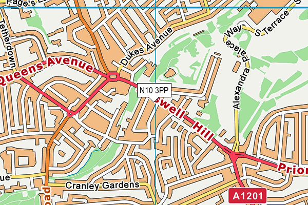 N10 3PP map - OS VectorMap District (Ordnance Survey)