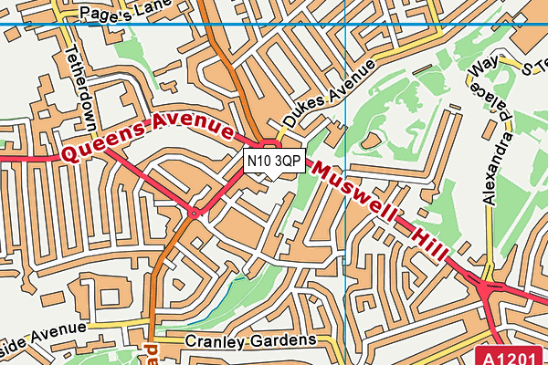 N10 3QP map - OS VectorMap District (Ordnance Survey)