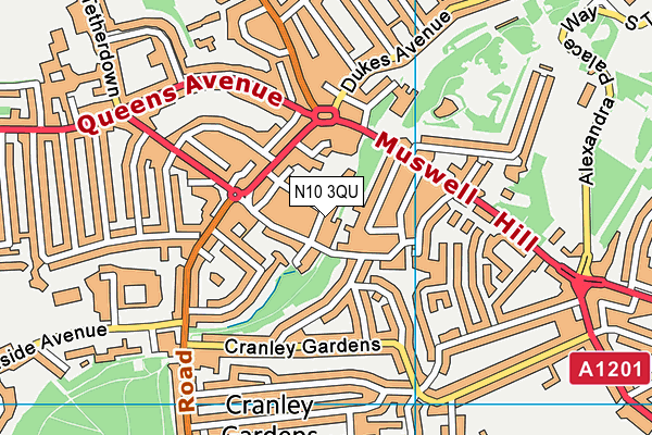 N10 3QU map - OS VectorMap District (Ordnance Survey)