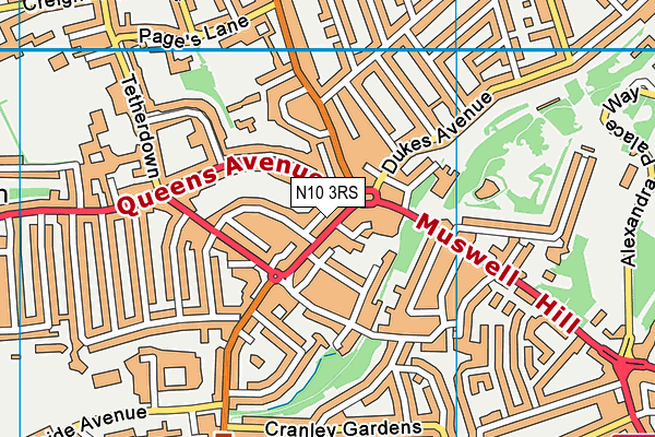 N10 3RS map - OS VectorMap District (Ordnance Survey)