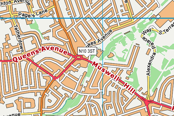 Muswell Hill Primary School map (N10 3ST) - OS VectorMap District (Ordnance Survey)