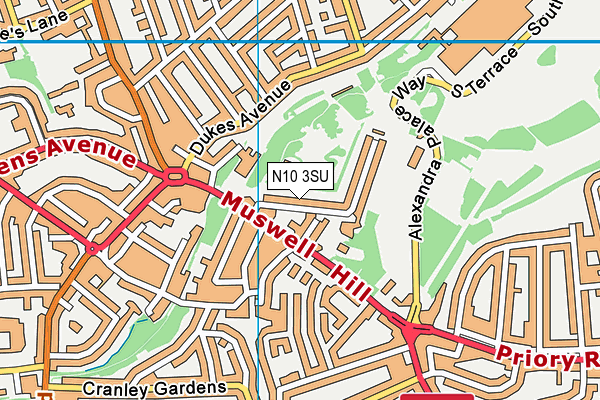 N10 3SU map - OS VectorMap District (Ordnance Survey)