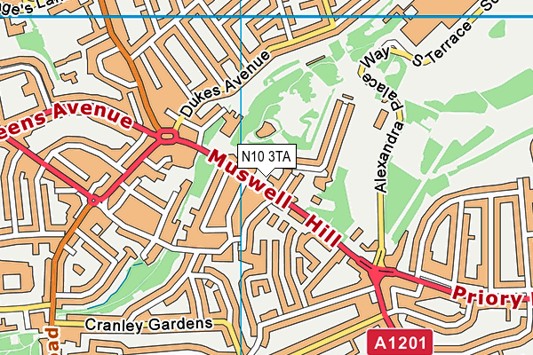 N10 3TA map - OS VectorMap District (Ordnance Survey)