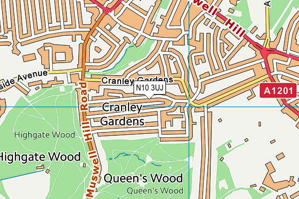 N10 3UJ map - OS VectorMap District (Ordnance Survey)