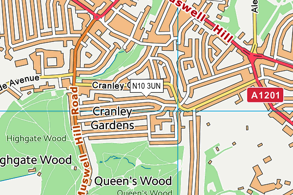 N10 3UN map - OS VectorMap District (Ordnance Survey)