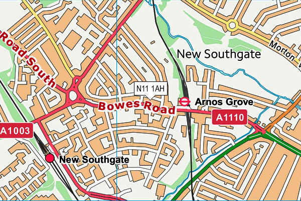 N11 1AH map - OS VectorMap District (Ordnance Survey)