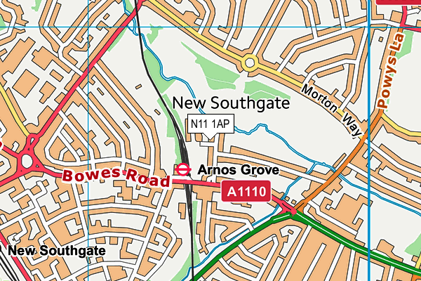 N11 1AP map - OS VectorMap District (Ordnance Survey)