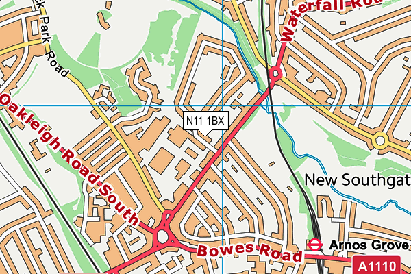 N11 1BX map - OS VectorMap District (Ordnance Survey)