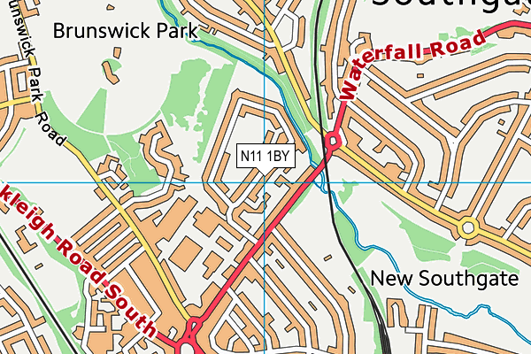 N11 1BY map - OS VectorMap District (Ordnance Survey)