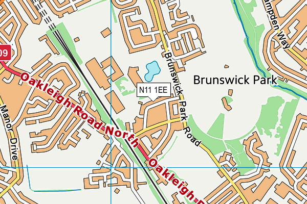 N11 1EE map - OS VectorMap District (Ordnance Survey)