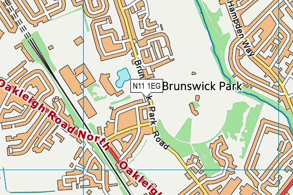 N11 1EG map - OS VectorMap District (Ordnance Survey)