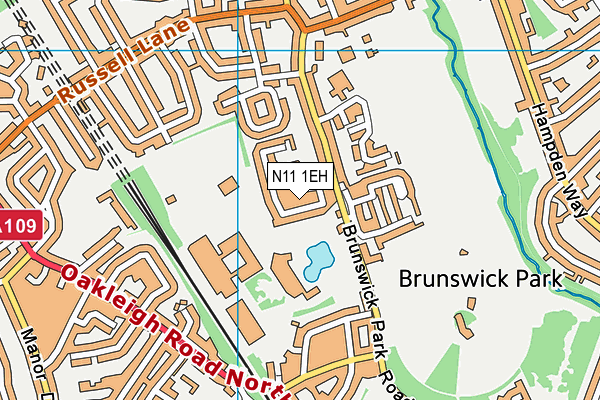 N11 1EH map - OS VectorMap District (Ordnance Survey)