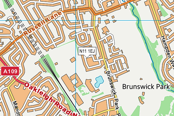 Brunswick Park (Barnet) map (N11 1EJ) - OS VectorMap District (Ordnance Survey)