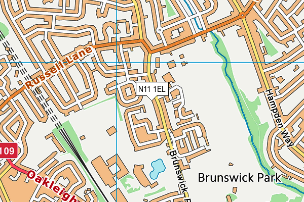 N11 1EL map - OS VectorMap District (Ordnance Survey)