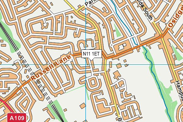 N11 1ET map - OS VectorMap District (Ordnance Survey)