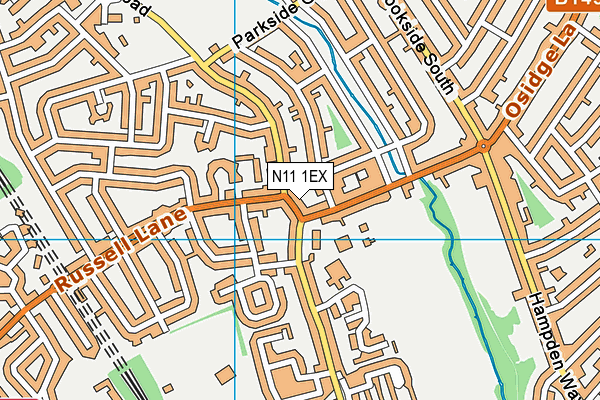 N11 1EX map - OS VectorMap District (Ordnance Survey)