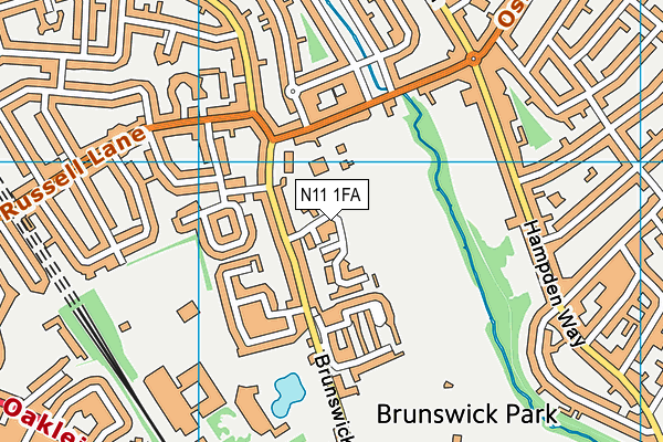 N11 1FA map - OS VectorMap District (Ordnance Survey)