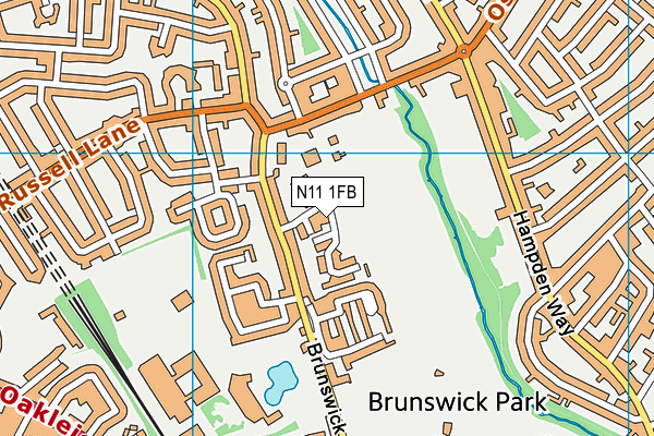 N11 1FB map - OS VectorMap District (Ordnance Survey)