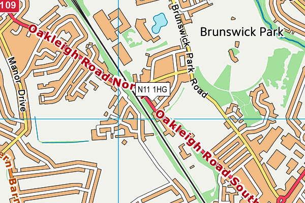 N11 1HG map - OS VectorMap District (Ordnance Survey)