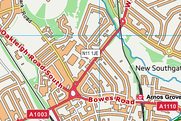 N11 1JE map - OS VectorMap District (Ordnance Survey)