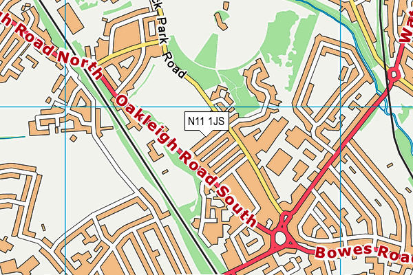 N11 1JS map - OS VectorMap District (Ordnance Survey)