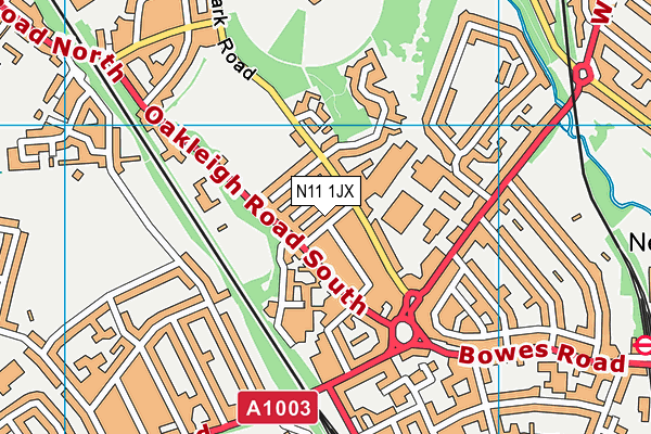 N11 1JX map - OS VectorMap District (Ordnance Survey)