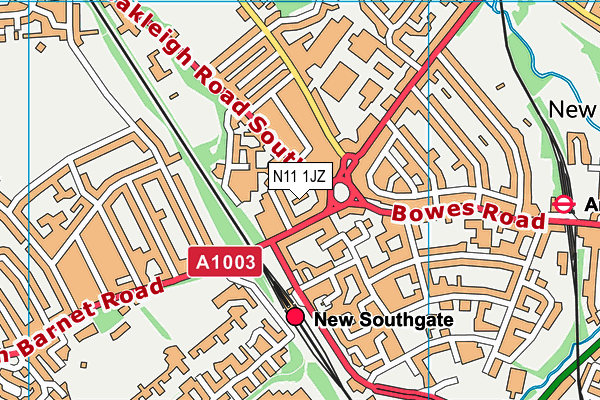 N11 1JZ map - OS VectorMap District (Ordnance Survey)