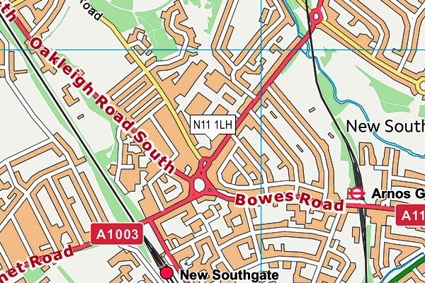 N11 1LH map - OS VectorMap District (Ordnance Survey)