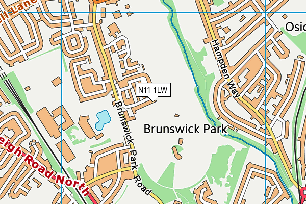 N11 1LW map - OS VectorMap District (Ordnance Survey)