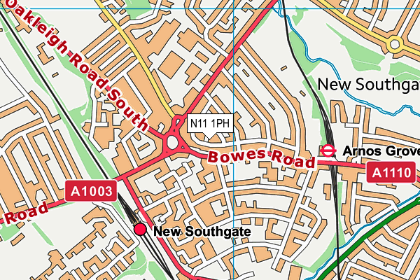 N11 1PH map - OS VectorMap District (Ordnance Survey)