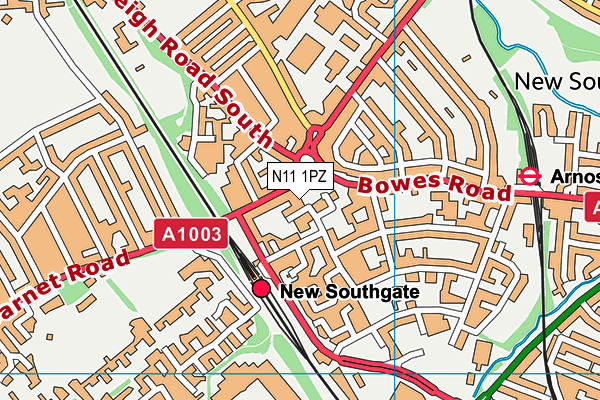 N11 1PZ map - OS VectorMap District (Ordnance Survey)