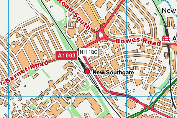 N11 1QG map - OS VectorMap District (Ordnance Survey)
