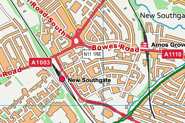 N11 1RE map - OS VectorMap District (Ordnance Survey)