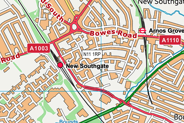 N11 1RP map - OS VectorMap District (Ordnance Survey)