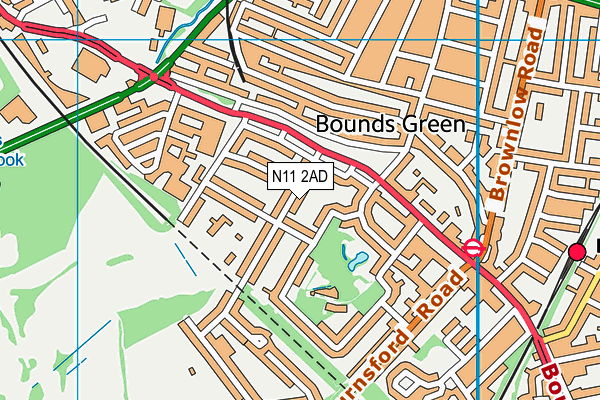 N11 2AD map - OS VectorMap District (Ordnance Survey)