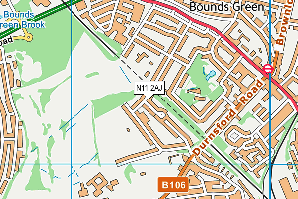 N11 2AJ map - OS VectorMap District (Ordnance Survey)